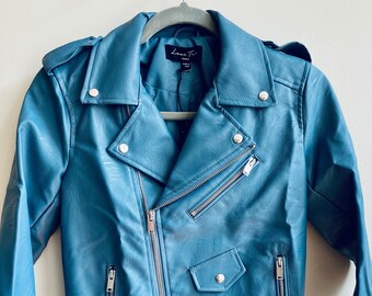 electric blue leather jacket