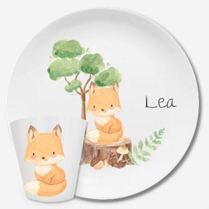 Children's tableware children's plate with name gift birth or baptism, godchild gift toddler, children's tableware personalized