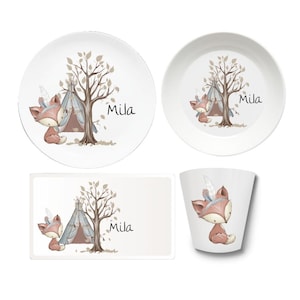 Children's tableware children's plate with name gift birth or baptism, godchild gift toddler, children's tableware personalized