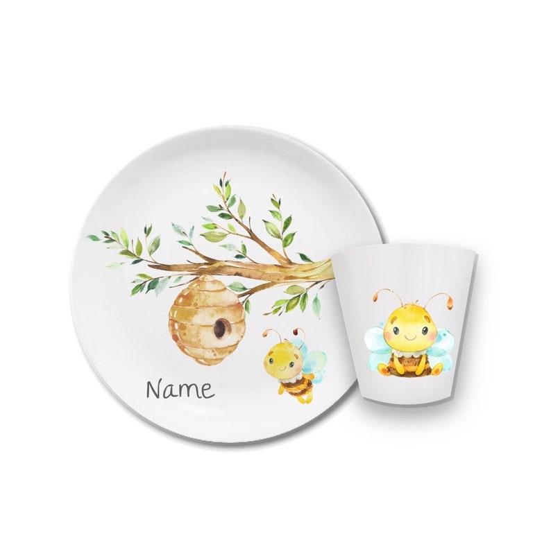 Children's tableware children's plate with name gift birth or baptism, godchild gift toddler, children's tableware personalized image 3