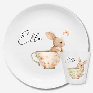 Kindergeschirr Kinderteller Namen Geschenk Geburt oder Taufe Patenkind Geschenk Kleinkind Kindergeschirr personalisiert Ente Einschulung