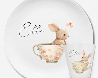 Kindergeschirr Kinderteller Namen Geschenk Geburt oder Taufe Patenkind Geschenk Kleinkind Kindergeschirr personalisiert Ente Einschulung