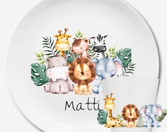 Children's tableware children's plate with name gift birth or baptism, godchild gift toddler, children's tableware personalized