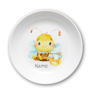 Children's tableware children's plate with name gift birth or baptism, godchild gift toddler, children's tableware personalized Biene