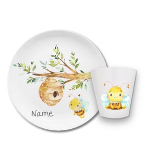 Children's tableware children's plate with name gift birth or baptism, godchild gift toddler, children's tableware personalized image 6