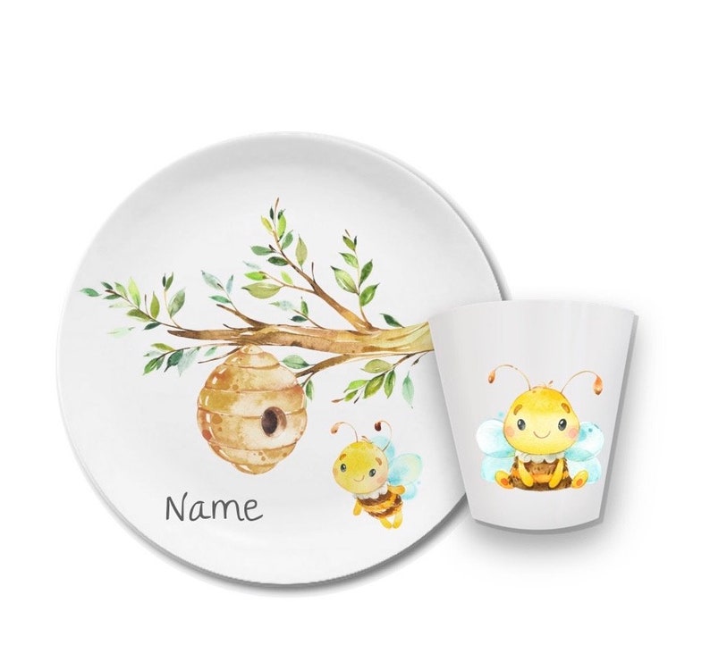 Children's tableware children's plate with name gift birth or baptism, godchild gift toddler, children's tableware personalized image 6