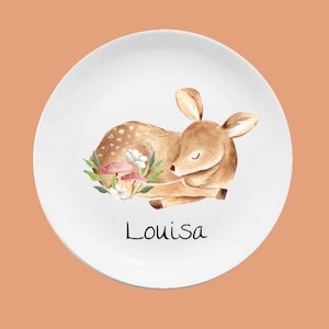 Children's tableware children's plate with name gift birth or baptism, godchild gift toddler, children's tableware personalized Reh