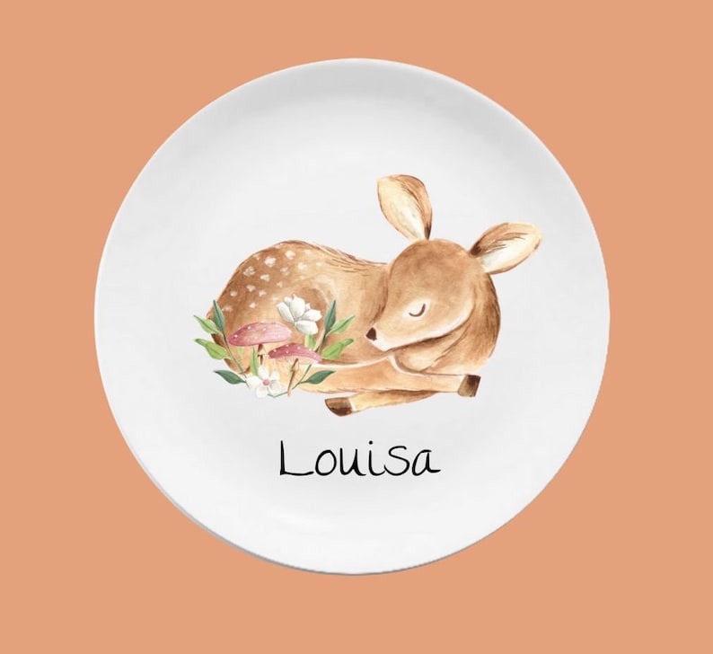 Children's tableware children's plate with name gift birth or baptism, godchild gift toddler, children's tableware personalized Reh