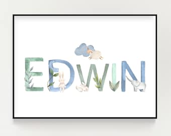 Wall art, decor for baby rooms, posters for children's rooms with names, name posters