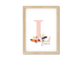 Arte mural, decoración infantil, pósteres, pósteres para habitaciones infantiles, pósteres infantiles con nombres, letras, estilo boho