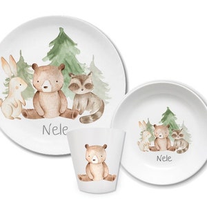 Children's tableware children's plate with name gift birth or baptism, godchild gift toddler, children's tableware personalized