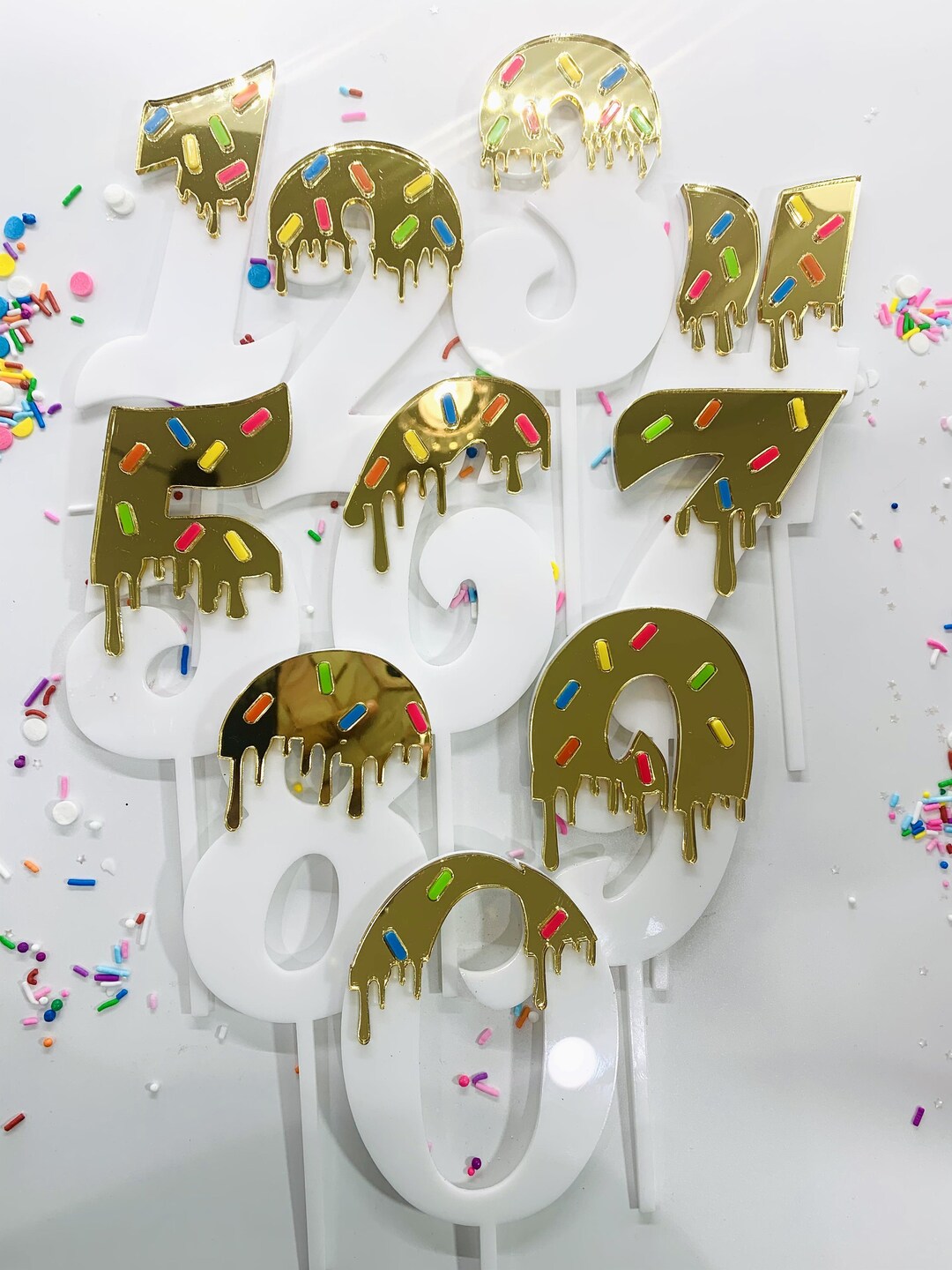 Acrylic Number Cake Topper With Sprinkles, Number Topper, Ice Cream ...