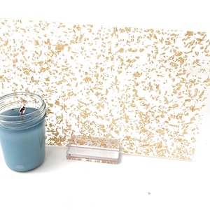Goldleaf Acrylic Sheet, Clear and Gold Confetti Acrylic Sheet, 12"x20" 1/8" thick -Glowforge ready, DIY project, Cast Acrylic