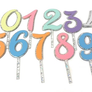 Einstellige Zahl Cake Topper, Doppelschicht Acryl, Geburtstag, Alter, Jubiläumsjahr