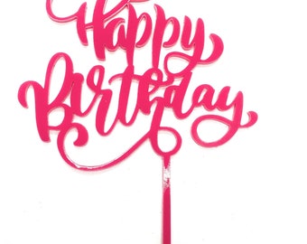 Spring color Acrylic Happy Birthday Cake Topper, Party Decor