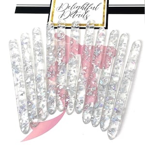 Clear and Silver Flakes Acrylic Popsickle Sticks, Cakesickle sticks, Cakepop sticks, Set of 12