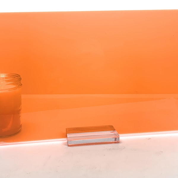 Delightful Details Fluorescent Orange Acrylic Sheet 12in x 20in 1/8in or 3mm thick, Transparent plexiglass, Glowforge Ready