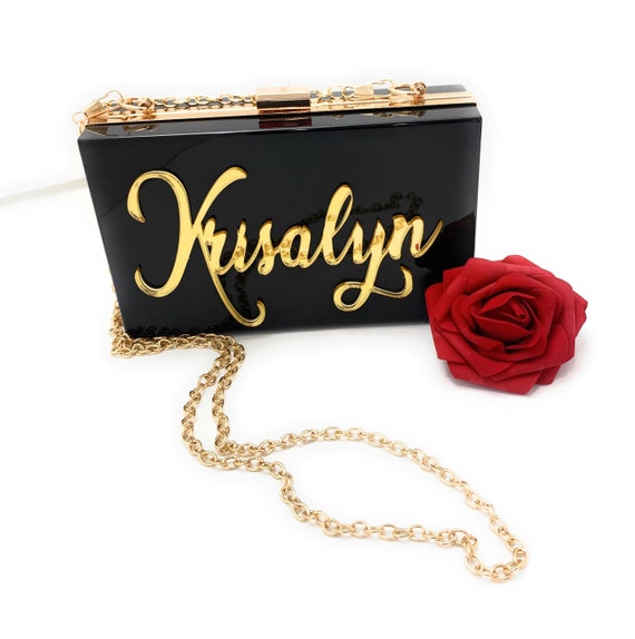 Buy Personalized Acrylic Clutch Black Purse Clutch Bridesmaid Clutch Gift for Her Gifts Evening Bag Custom Clutch Online in India Etsy