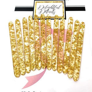 Clear and Gold Flakes Acrylic Popsickle Sticks, Cakesickle sticks, Cakepop sticks, Set of 12