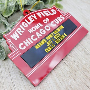 Chicago Cubs Personalized Wrigley Field Marquee Sign Christmas Ornament Custom Gifts Marquee Message MLB Baseball Illinois Acrylic