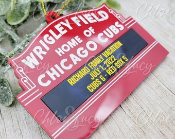 Chicago Cubs Personalized Wrigley Field Marquee Sign Christmas Ornament Custom Gifts Marquee Message MLB Baseball Illinois Acrylic