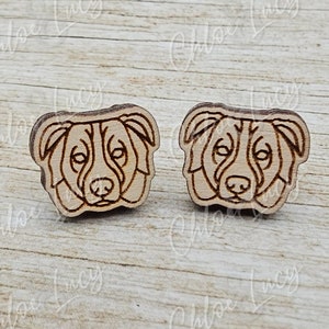 Australian Shepherd Dog Stud Earrings | Dog Owner | Dog Mom Gift | Post | Stud Earrings | Wood | Stainless Steel | Herding Dog | Ranch Dog