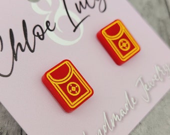 Lunar New Year Red Envelope Stud Earrings: Acrylic Hong Bao Jewelry