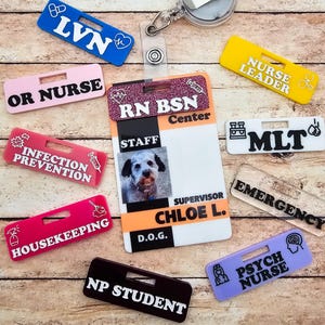 Custom Personalized Badge Buddy Hospital ID Healthcare Worker Over Badge Buddy Topper Glitter Name Tag Flair Acrylic Badge Clip