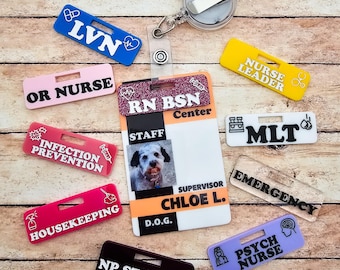 Custom Personalized Over Badge Buddy with Optional Illustrations | Lightweight Badge Tag | Small Badge Topper | Personalized ID Reel