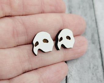 Phantom of the Opera Stud Earrings | Broadway | West End | Musical | Romance | Mask | Post | Stud Earrings | Wood Earrings | Stainless Steel