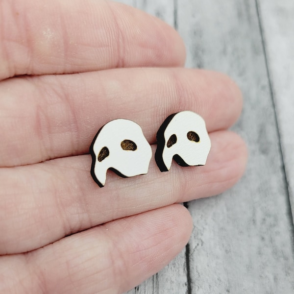 Pendientes Fantasma de la Ópera / Broadway / West End / Musical / Romance / Máscara / Post / Pendientes / Pendientes de Madera / Acero Inoxidable