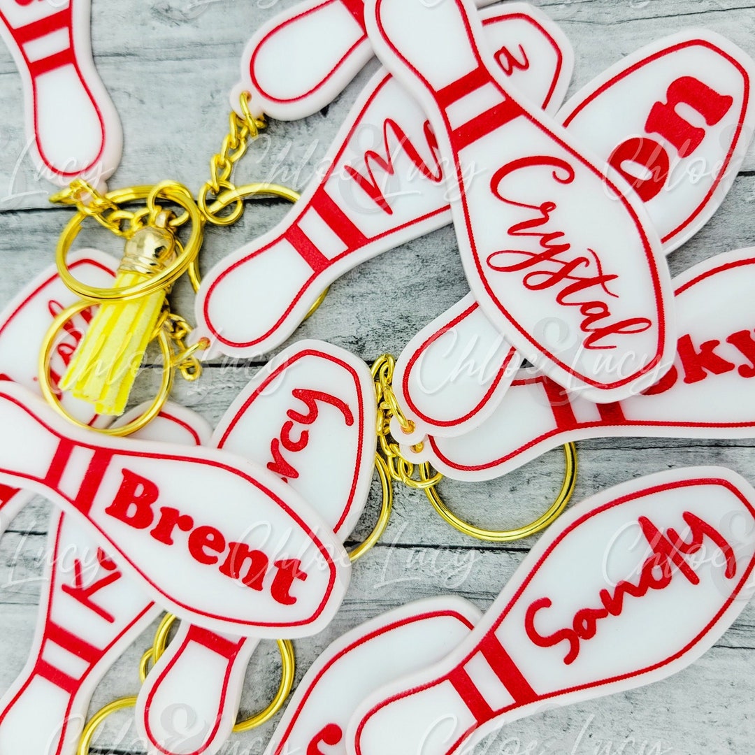 Bowling Pin Keychain Custom Name Personalized Team Gift Bowling Ball