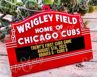 Wrigley Field Chicago Cubs Personalized Marquee Sign Christmas Ornament | Custom Gift | Message | MLB Baseball Illinois
