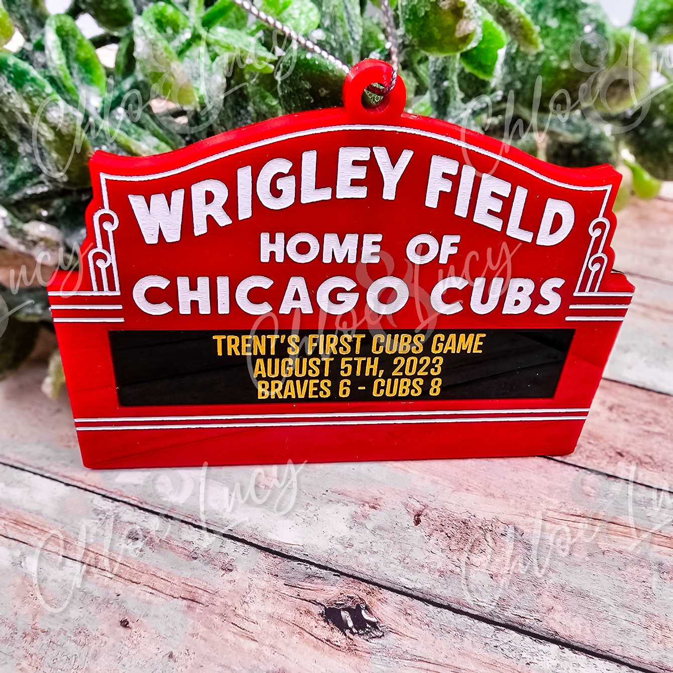 Cubs Inning Sign Wrigley Field Chicago Cubs Personalized Marquee Sign Christmas Ornament ...