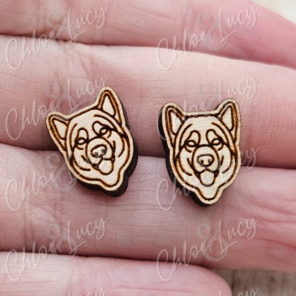 Alaskan Malamute Stud Earrings | Husky | Sled Dog | Dog Owner | Dog Mom Gift | Post | Stud Earrings | Wood | Stainless Steel