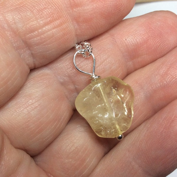 Raw Citrine necklace, dainty citrine pendant, Genuine golden yellow, rough natural gemstone, birthday November, birthstone, gift For her, uk