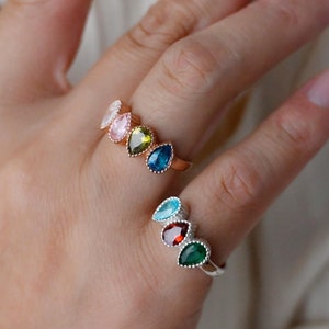 Custom Birthstone Ring, Family Birthstone Rings, Christmas Jewelry, Mothers Ring, Mothers Day Gift, Gift for Mom, Personalized Gift for Her