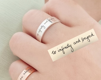 Bague écriture commémorative • Bague écriture personnalisée • Bague signature • Bague promesse • Alliance • Cadeau pour elle