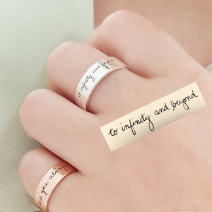Memorial Handwriting Ring • Personalized Handwriting Ring • Signature Ring • Promise Ring • Wedding Band • Gift for Her