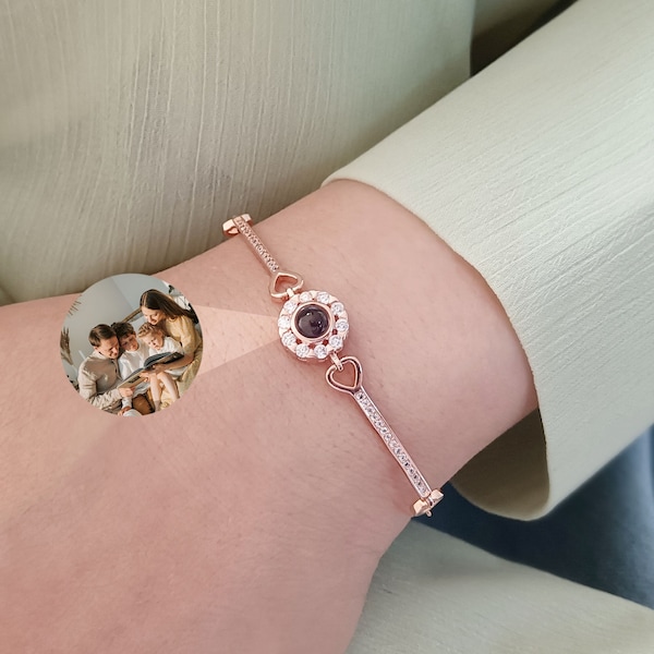 Projection Bracelet • Personalized Photo Projection Bracelet • Custom Photo Bracelet • Memorial Picture Jewelry • Gift For Her