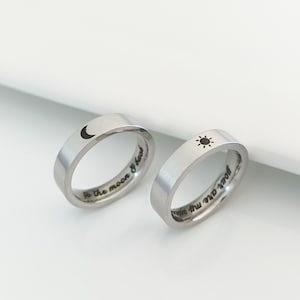 Moon and Sun Ring Set•Celestial Ring•Custom Lover Rings•Partner Ring•Relationship Promise Ring•Couple Ring•Boyfriend Girlfriend Ring