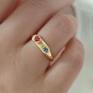 Personalized Birthstone Ring, Dainty Birthstone Ring, Birthstone Ring for Mom, Family Birthstone Jewelry, Anniversary Gift,Best Friend Gift