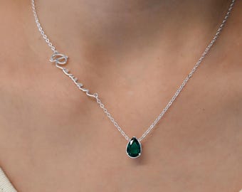 Personalized Birthstone Necklace, Custom Name Necklace With Birthstone, Name Jewelry, Christmas Gift for Mom, Birthday Gift