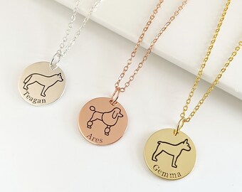 Personalisierte Hunderasse Halskette, individuelle Hundehalskette mit Namen, Haustier-Namens-Halsketten, Haustier-Liebhaber-Halskette, Haustier-Denkmal-Schmuck, Geschenk für Hundemama
