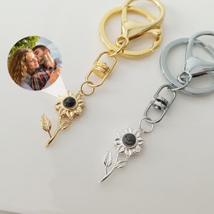 Porte-clés de projection de tournesol, porte-clés photo personnalisé, porte-clés photo, porte-clés avec photo à l&#39;intérieur, cadeau commémoratif, cadeau d&#39;anniversaire