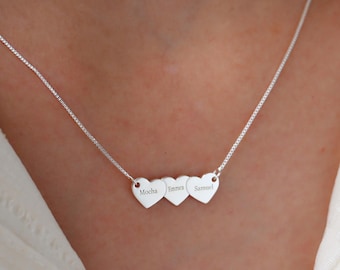 Multiple Name Necklace, Family Name Necklace, Heart Necklace with Names, Kids Name Necklace, Gift for Her, Christmas Gift for Mom