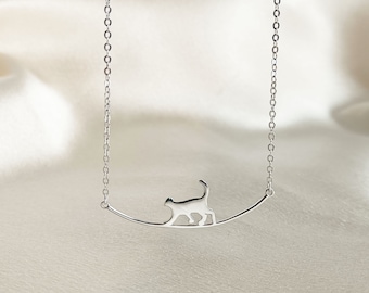 Cat Necklace, Sterling Silver Cat Pendant, Cute Cat Jewellery, Dainty Kitty Necklace, Minimalist Necklace, Gift for Her, Cat Gift