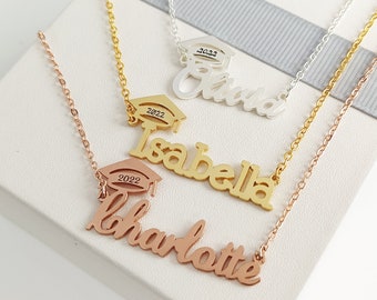 Custom Bachelor Hat Name Necklace, Personalized Name Necklace, Custom Graduation Necklace, Graduation Gift