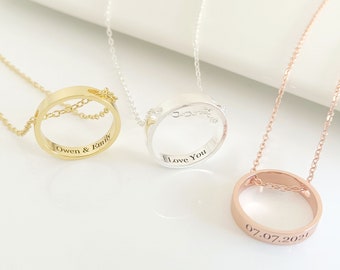 Personalised Ring Necklace•Ring Holder Jewelry•Ring pendant•The Inner Circle Necklace•Hidden Message Necklace•Gift for Her•Bridesmaid Gifts