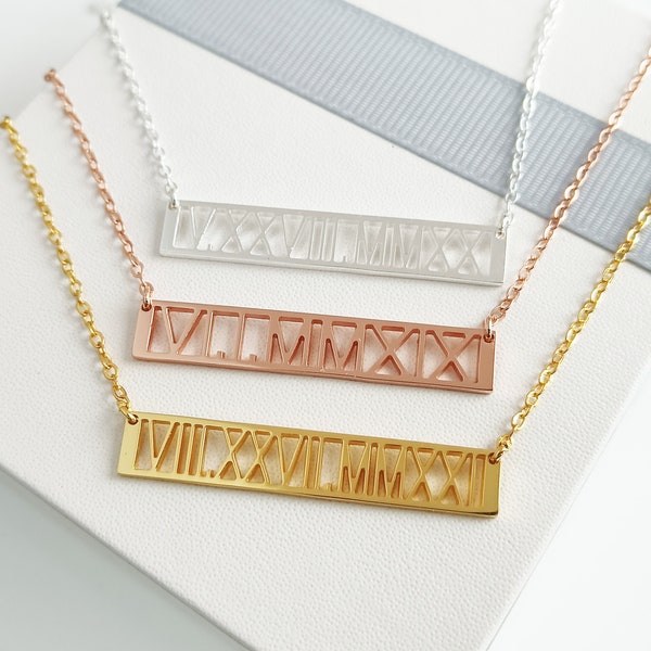 Personalized Roman Necklace•Custom Roman Numeral Necklace•Monogram Necklace•Custom Date Necklace•Friendship Necklace•Gift For Her